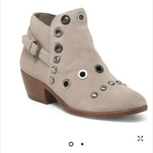 Sam Edelman Pedra Suede Pull On Ankle Boots Putty Taupe Suede Western Booties